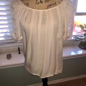 Cream collar blouse with back tie